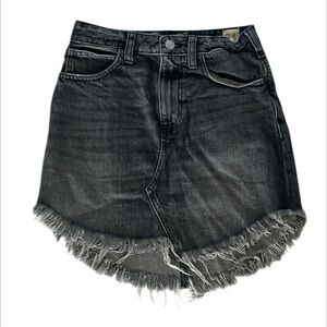 Free People black denim jean mini skirt size 24